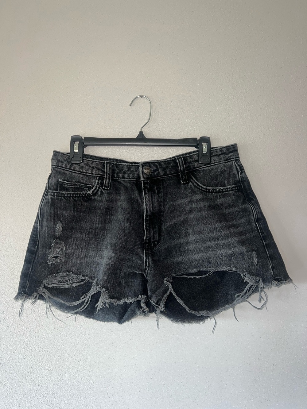 Distressed Black Denim Women’s Shorts